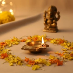 2" Pack of  2  Brass Diya BDY009 | Brass Finish Kamal Deepak | Kamal Deepak Puja Diya | Diwali Diya Brass Finish Medium 232 gm