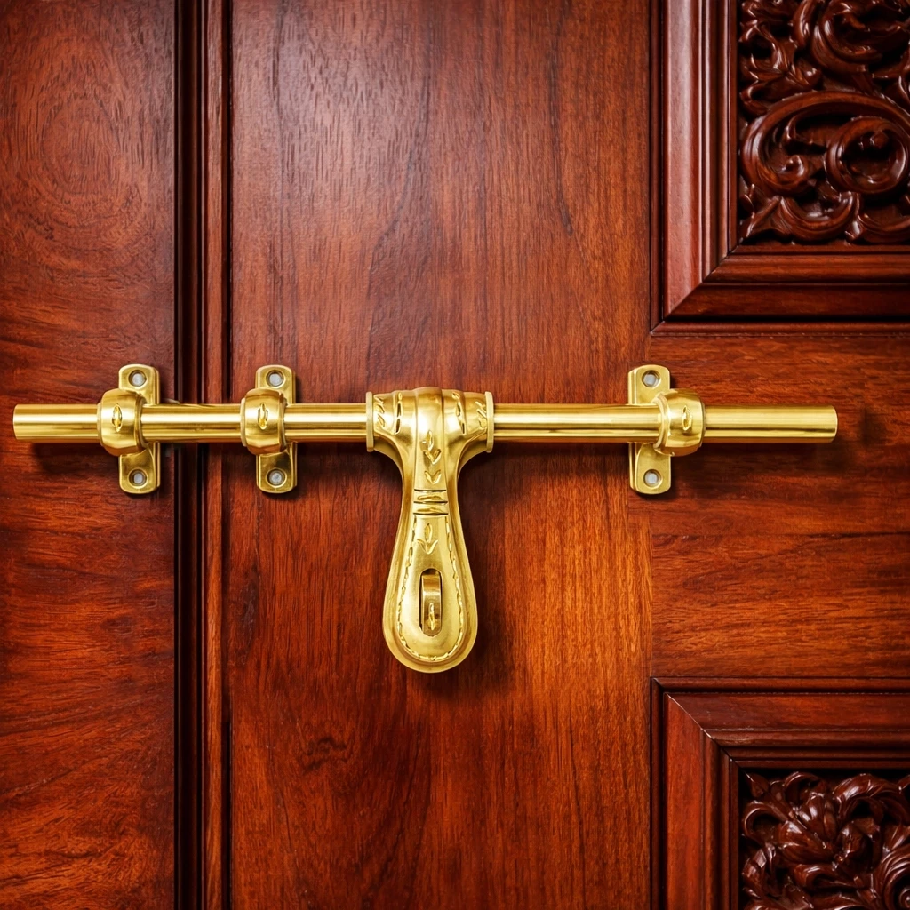 Brass Aldrop 12 Inch Heavy Duty Door Latch | Premium Chamach Design Aldrop | Solid Brass Antique Finish Door Bolt | 16mm Thick Rod | Strong & Durable Safety Lock for Main Door, Gate & Home Security (AL-008)