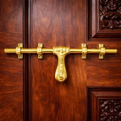 Premium Chamach Brass Aldrop AL-014 | Heavy Duty 14" Door Bolt | Solid Brass Antique Finish | 16mm Thick Rod | Decorative & Durable Door Latch
