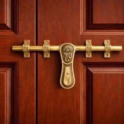 Brass Aldrop Chir Ganesh Door Aldrop 16" X 19mm | Heavy Duty Antique Finish Door Latch | 19mm Thick Rod | Luxury Designer Safety Lock for Main Door (AL-036)