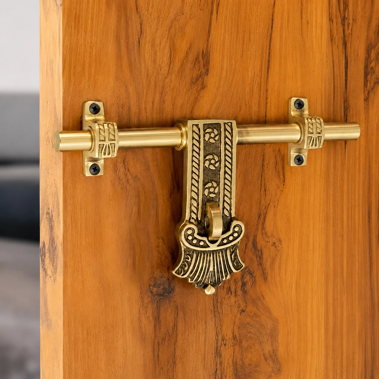 Maharaja Brass Aldrop AL-037 | 8 Inch Heavy Duty Brass Door Aldrop | 12mm Thick Rod | Antique Finish Door Latch | Solid Brass Tower Bolt for Main Door | 630gm