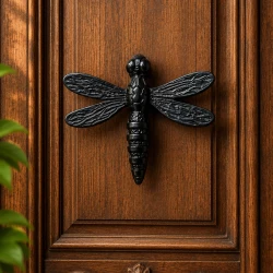Cast Iron Butterfly Door Knocker CIDK-005 | Black Powder Coating Iron Door Knocker | Full Black Butterfly Iron Door Knocker