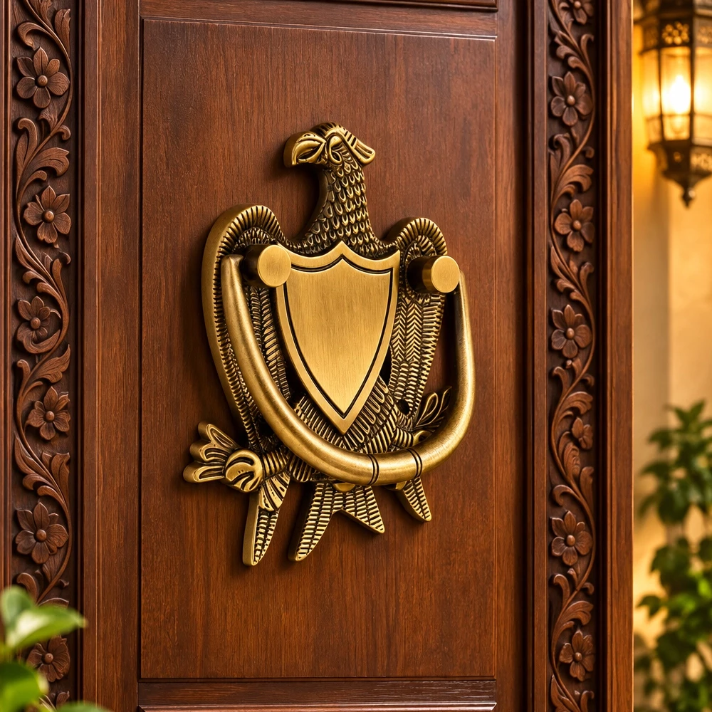 Eagle Door Knocker 5.5 Inch | Solid Brass Antique Finish | Decorative Main Door Knocker | Vintage Brass Door Hardware | Royal Eagle Design | DK-029