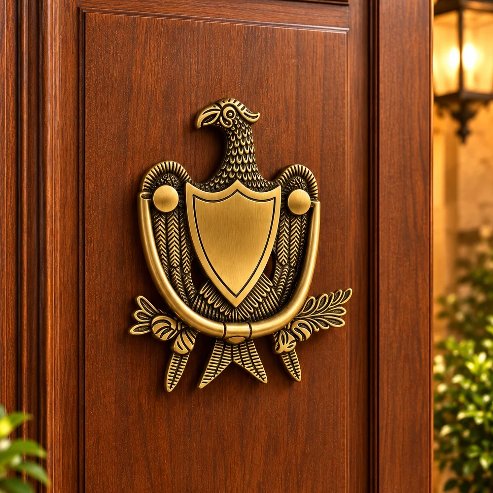 Eagle Door Knocker 5.5 Inch | Solid Brass Antique Finish | Decorative Main Door Knocker | Vintage Brass Door Hardware | Royal Eagle Design | DK-029