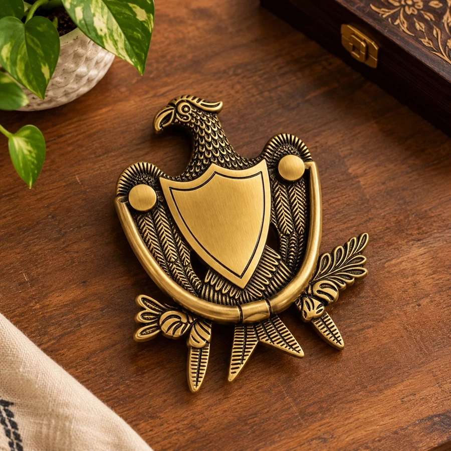 Eagle Door Knocker 5.5 Inch | Solid Brass Antique Finish | Decorative Main Door Knocker | Vintage Brass Door Hardware | Royal Eagle Design | DK-029