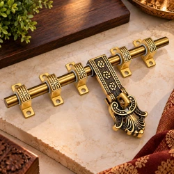 Maharaja Premium Solid Brass Aldrop 18 Inch | Heavy Duty 19mm Rod | Antique Finish Designer Door Tower Bolt | Luxury Brass Door Latch for Main Door, Double Door & Wooden Door | AL-040