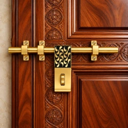 Brass Aldrop 12 Inch Antique Finish, Decorative Golden Door Latch with Black Designer Pattern, Heavy Duty Brass Sliding Door Bolt for Main Door, Wooden Door, Entrance Door, 16mm Rod Thickness, 970g, AL-045