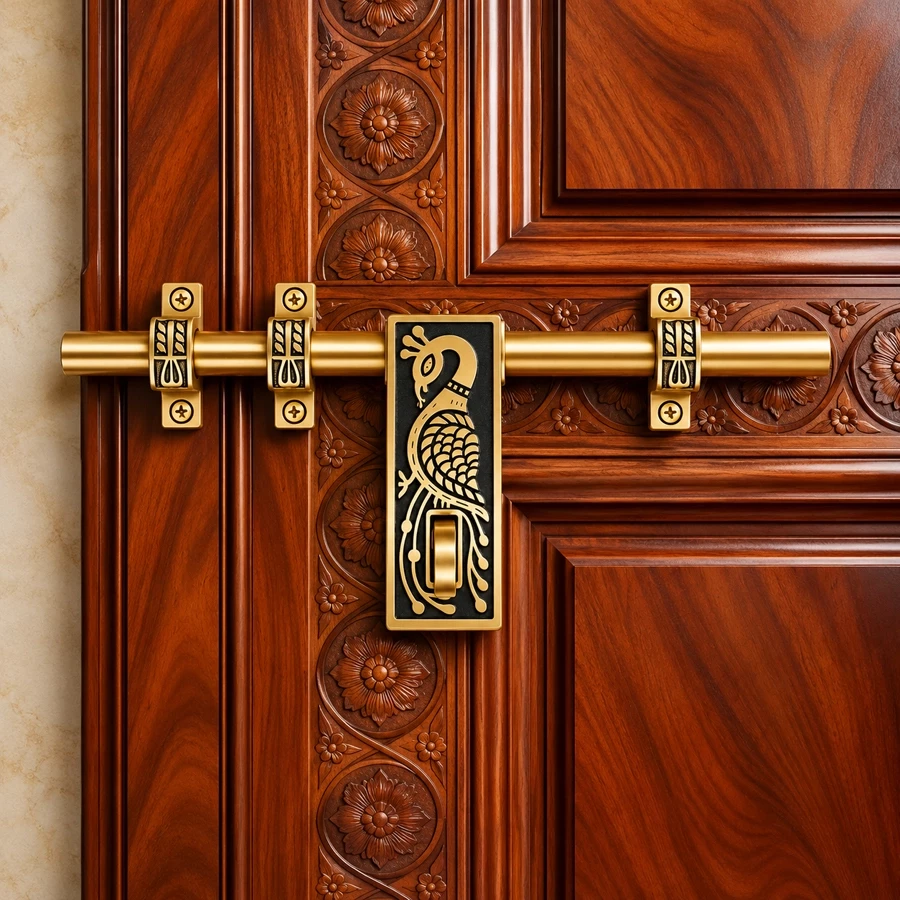Antique Brass Aldrop 12 Inch Heavy Duty Door Bolt with Peacock Design, Decorative Brass Door Latch for Main Door, Wooden Door, Home, Office and Traditional Door Hardware – AL-047